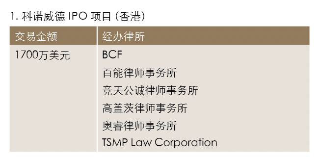 科诺威德IPO项目（香港）