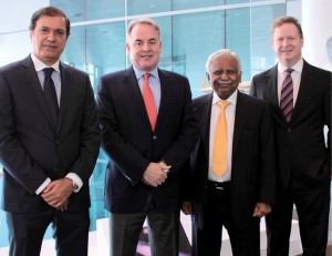 Captain Hameed Ali, acting CEO Jet Airways; James Hogan, president and CEO, Etihad Airways; Naresh Goyal, chairman of Jet Airways; and James Rigney, CFO, Etihad Airways.