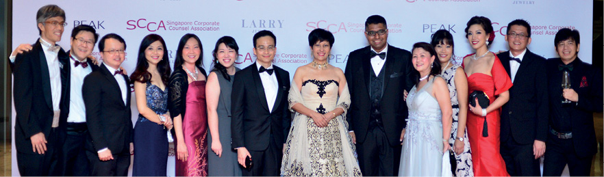 Singapore’s Senior Minister of State for Law and Finance, Indranee Rajah (centre), is flanked by SCCA president Wong Taur-Jiun (left), vice president Dharmendra Yadav, and other guests.