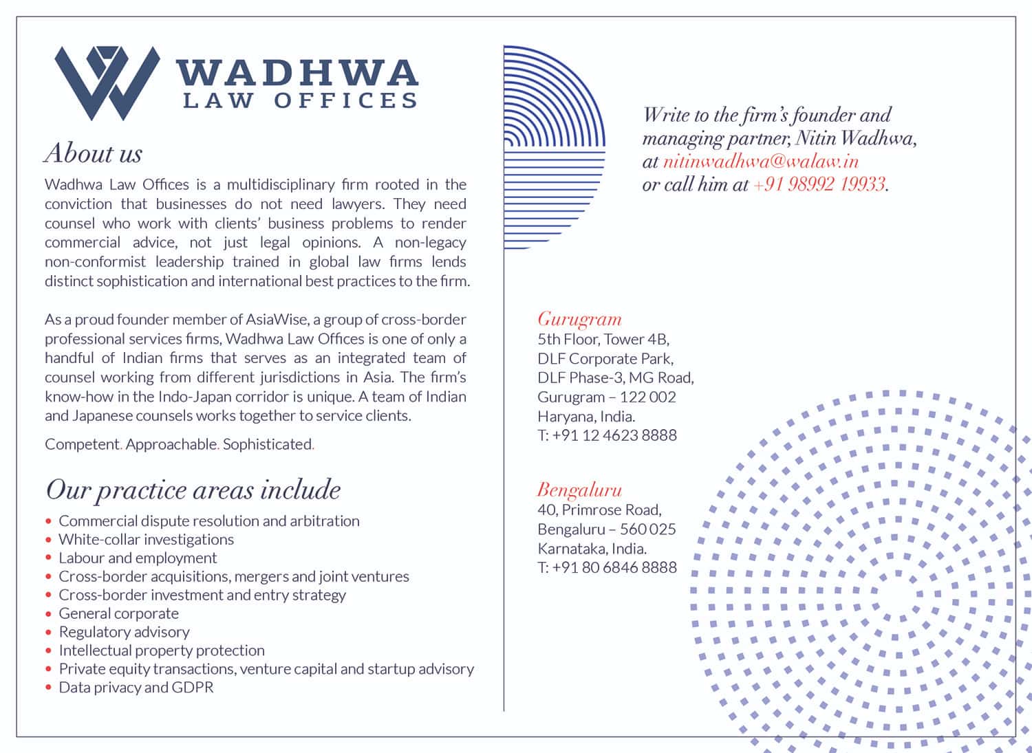 Wadhwa Law Offices Ads IBLJ FOTY 2025