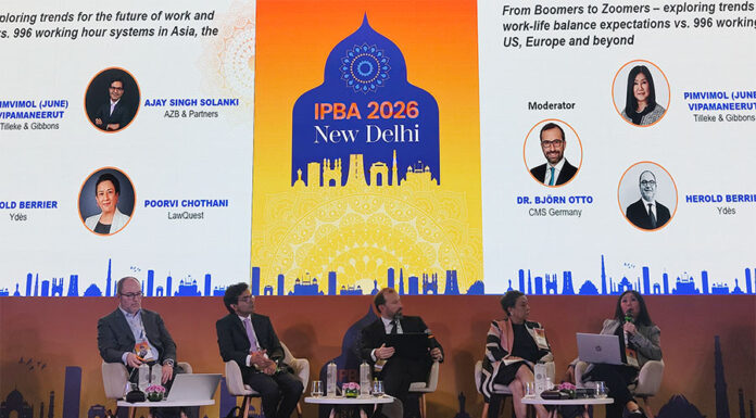 Lawyers debate work cultures: 4-day work week v 996 From left: Harold Berrier, partner at Ydès; Ajay Solanki, partner at AZB & Partners; Björn Otto, partner at CMS Germany; Poorvi Chothani, managing partner at LawQuest; and Pimvimol (June) Vipamaneerut, partner at Tilleke & Gibbins