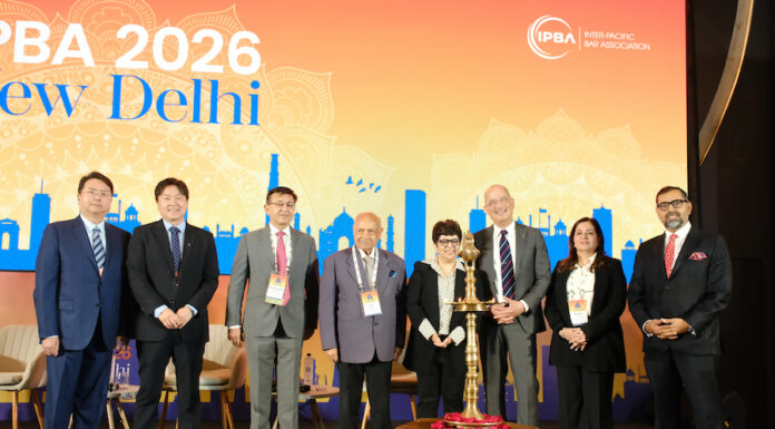 Lamp lighting ceremony shines on IPBA event with 850 attendees From left to right: Jack Li of Jin Mao Partners; James Jung, IPBA vice-president; JSA partner Upendra Nath Sharma; Indian Society of Law Firms President Lalit Bhasin; IPBA president-elect Priti Suri, IPBA outgoing president Michael Chu; Phoenix Legal senior partner Manjula Chawla; and Rudra Kumar Pandey, partner of Shardul Amarchand Mangaldas & Co.